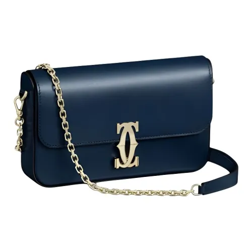 CARTIER Calfskin Crossbody Bag Shoulder Bag Mini Women's Midnight Blue