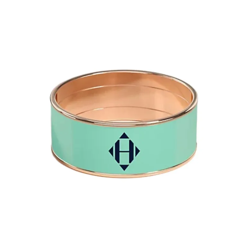 HERMES Enamel, Rose Gold Tone Plated Rings Women's Green-0