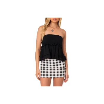 Edikted Linen Look Strapless Peplum Top Strapless Top Women's