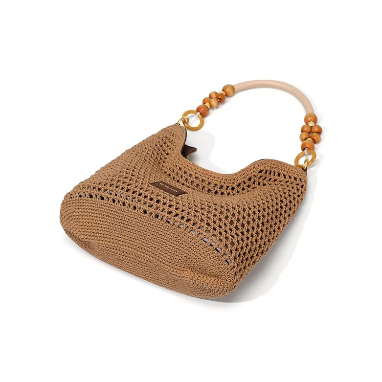 CinvaiKrose Fabric Shoulder Bag, Crossbody Bag, Ethnic Style Tote Medium Size Women's Ecru/Khaki-10