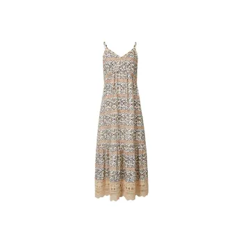 Hopeshow Slip Dresses Women's Light Brown Flower 676