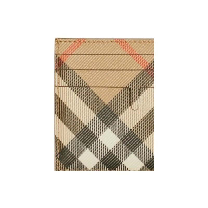Burberry Polyurethane Coated Polyester Card Holder Men's Sand-4