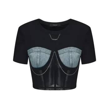 GIMING T Shirts Women's Black+Blue