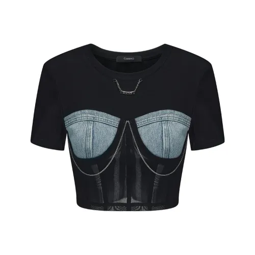 GIMING T Shirts Women's Black+Blue