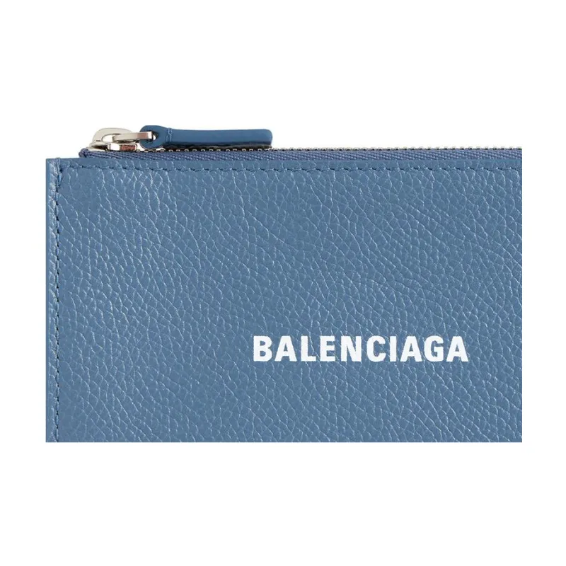 Balenciaga Cash Grain Cow Leather Card Holder Large Size Women's Blue-3