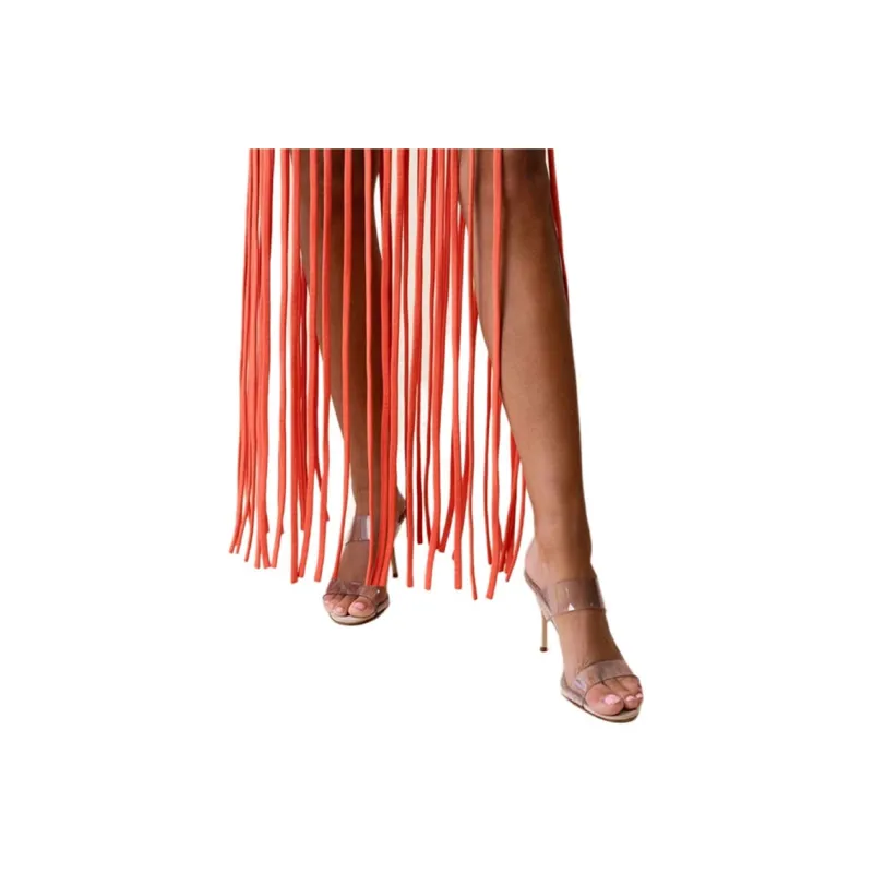LAPOINTE Ribbed Fringed Maxi Dress-4
