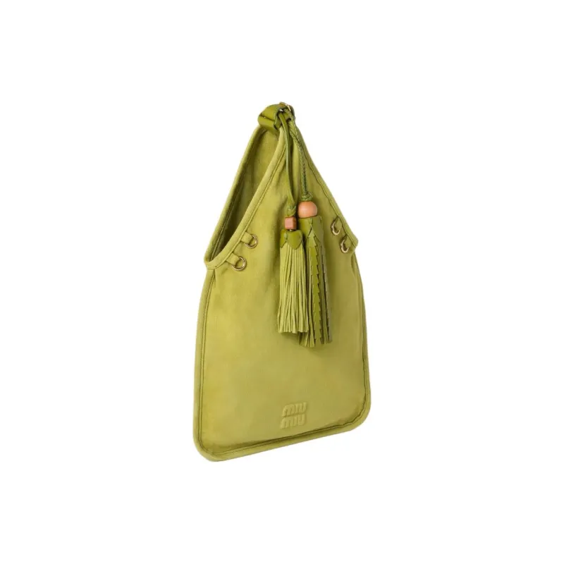 MIU MIU Sheepskin Handbag Women's Olive Green-1