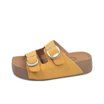 WENPU Slide Slippers Women's Khaki, White, Lemon