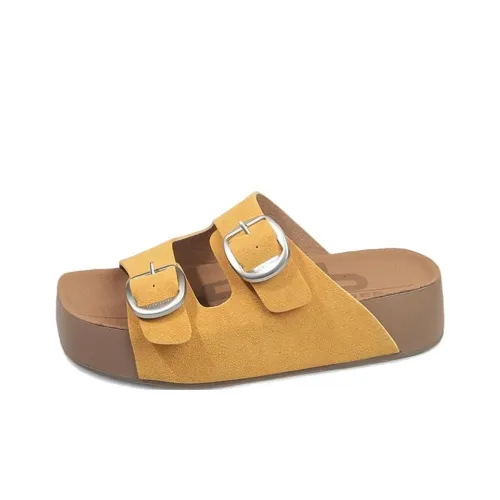 WENPU Slide Slippers Women's Khaki, White, Lemon