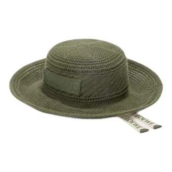 LOEWE Cotton Fabric, Calfskin, Canvas Bucket Hats Women's Dark Green