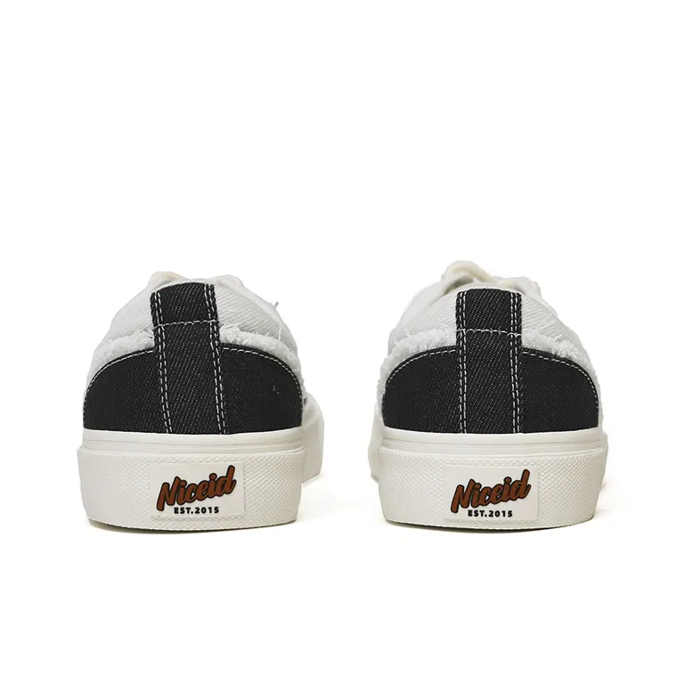 NICEID Breathable And Lightweight Low Top Canvas Shoes Unisex Black White-4