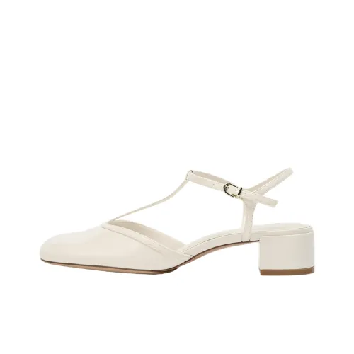 ZARA Chunky Heel High Heels 4cm Women's White