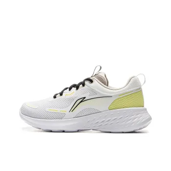LiNing Cushioning, Wear Resistant Low Top Casual Running Shoes Women's Cloud Mist White Cyan Apple Green