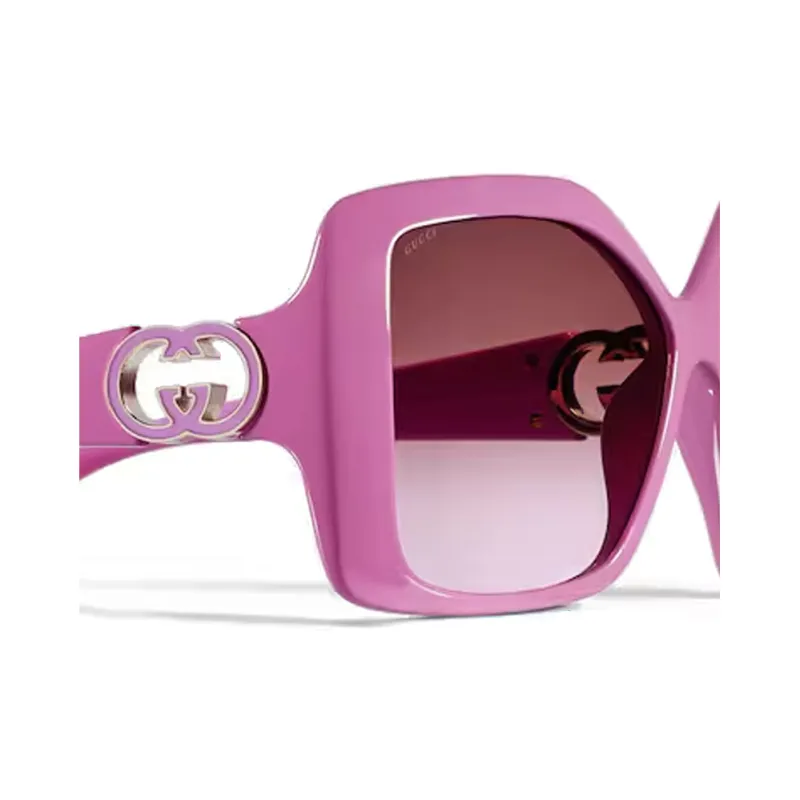 GUCCI Injection Molded Enamel Irregular Shape Sunglasses Women's Pink-2