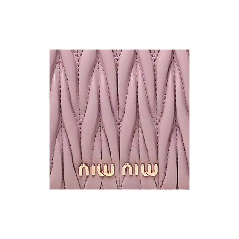 MIU MIU Matelassé Leather Card Holder, Wallet Women's Pink-3