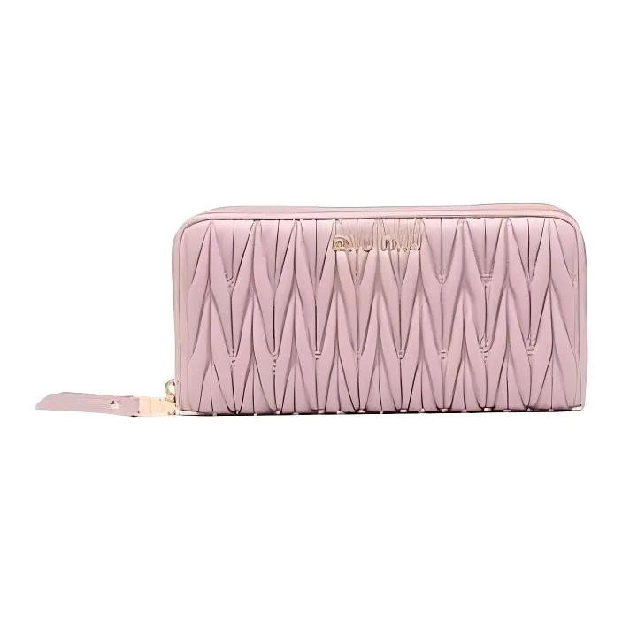 MIU MIU Matelassé Leather Card Holder, Wallet Women's Pink-1