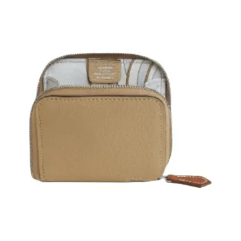 HERMES Silk'In Evercolor & Barenia Calfskin Coin Purse Women's Dust Color & Platinum Gray & Milton Yellow