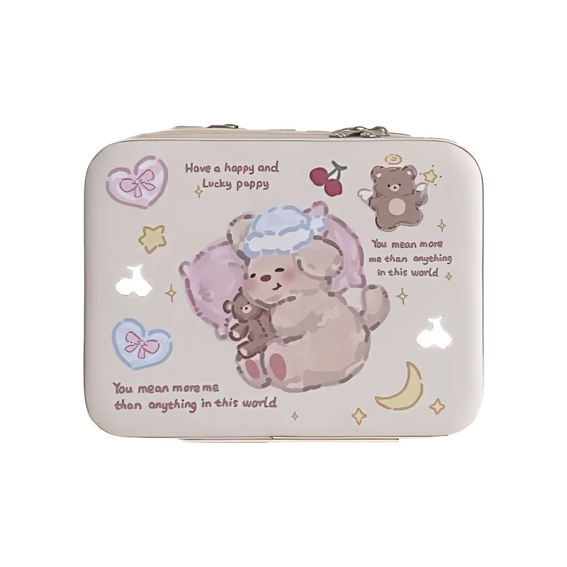 Love Of Wormwood Portable Large Capacity Mirror With Handle Makeup Bags Girlish Heart-0