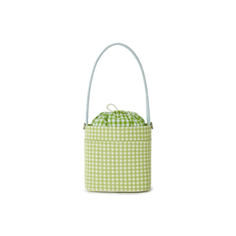 Lee Fabric Bucket Bag, Handbag, Shoulder Bag Women's Green Plaid-6