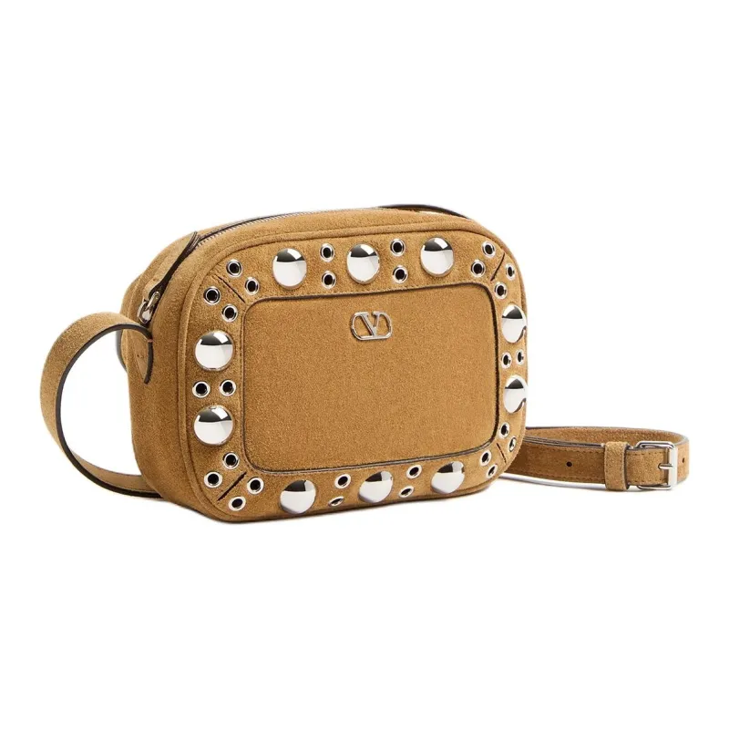 Valentino Suede Crossbody Bag, Shoulder Bag Men's Brown-1