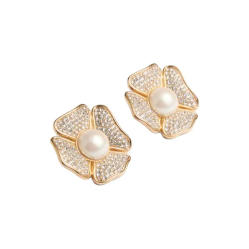 Valentino Resin Pearls Earrings Women's Gold-1