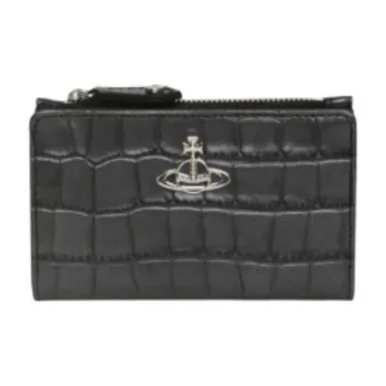 Vivienne Westwood Crocodile Embossed Leather Card Holder Women's Black
