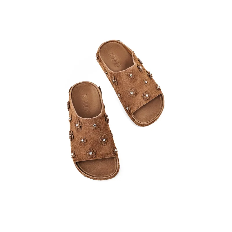 KMD Rubber Sole Metal Quiet Slide Slippers Women's-2