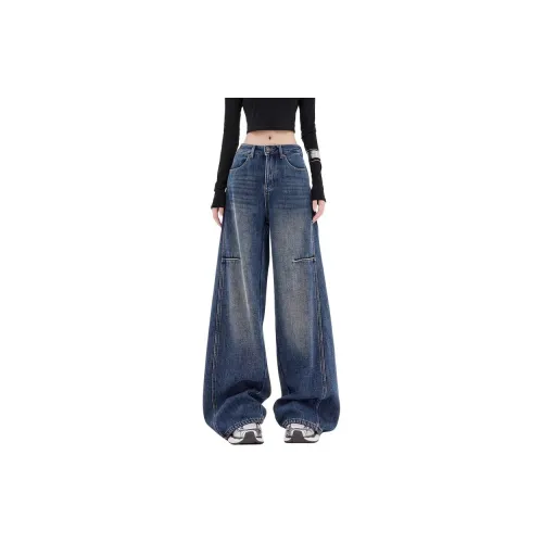 XIANSINIAO Jeans Women's Vintage Blue