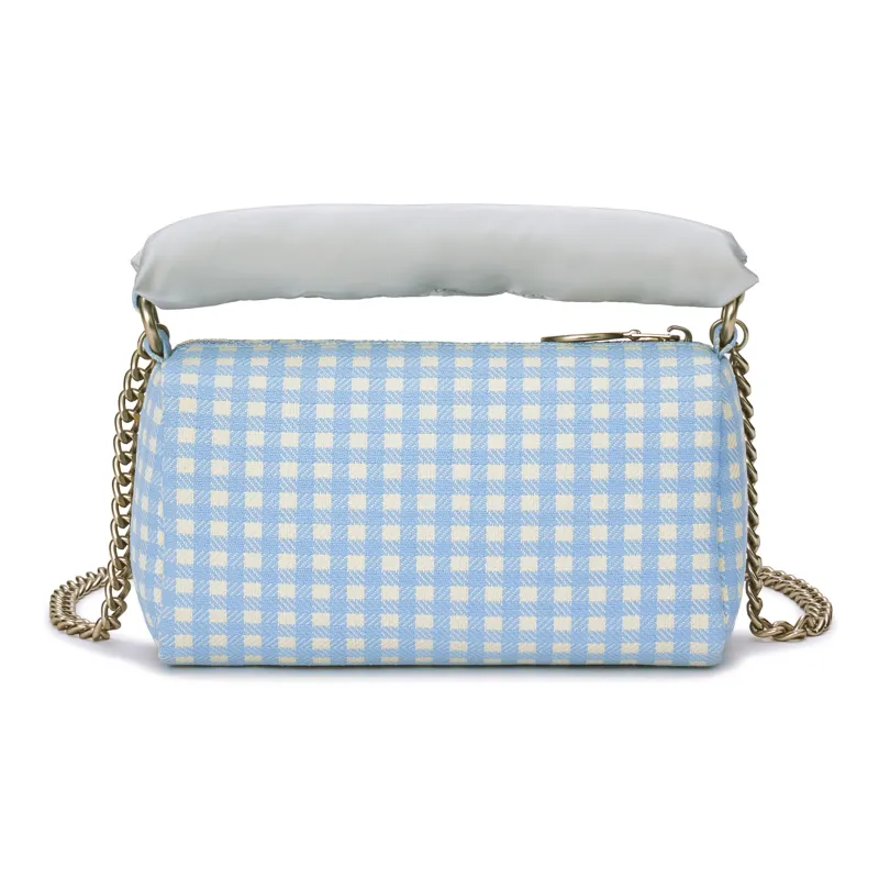 Lee Fabric Shoulder Bag, Crossbody Bag, Handbag Large Size Women's Blue Plaid-4