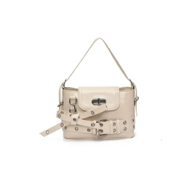 Yalu PU Shoulder Bag Women's Ecru/Black/Pink/Silver