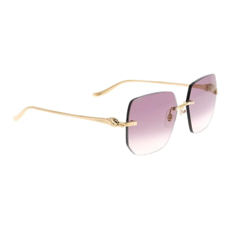 CARTIER Metal Rectangular Sunglasses Women's Gold-1