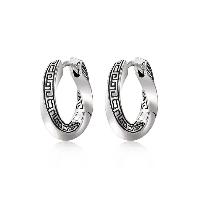 IDEAGEMER 925 Sterling Silver Earrings Men's-0