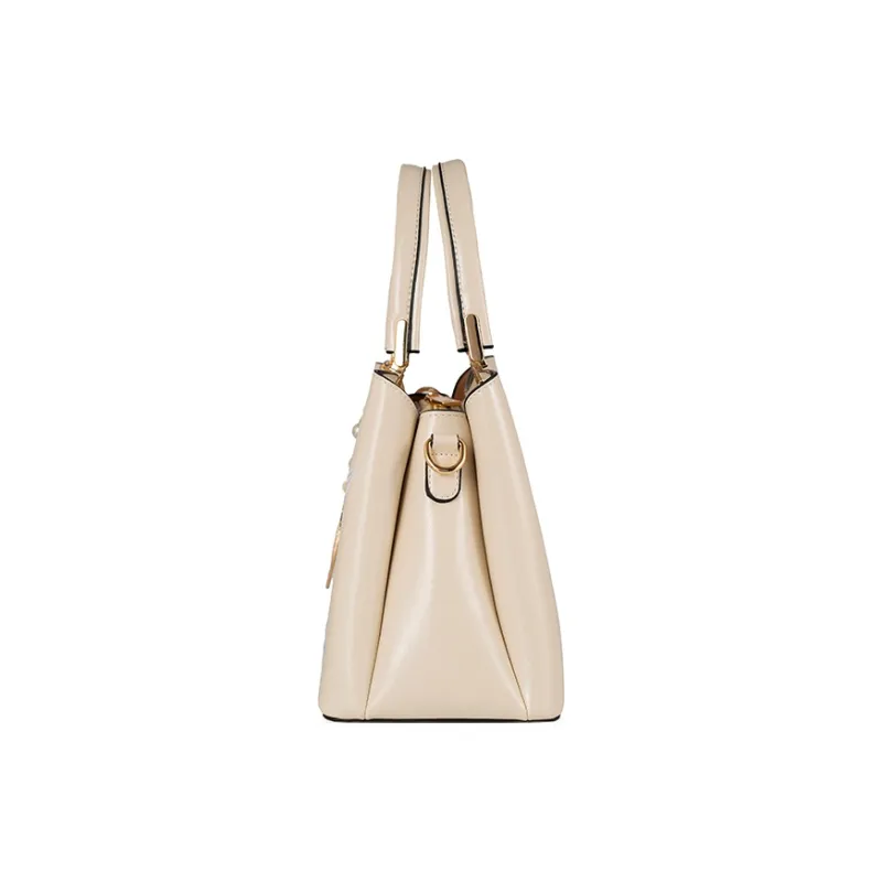 Vigno Synthetic Leather Handbag, One Shoulder, Crossbody Bag Regular Women's Ecru-3