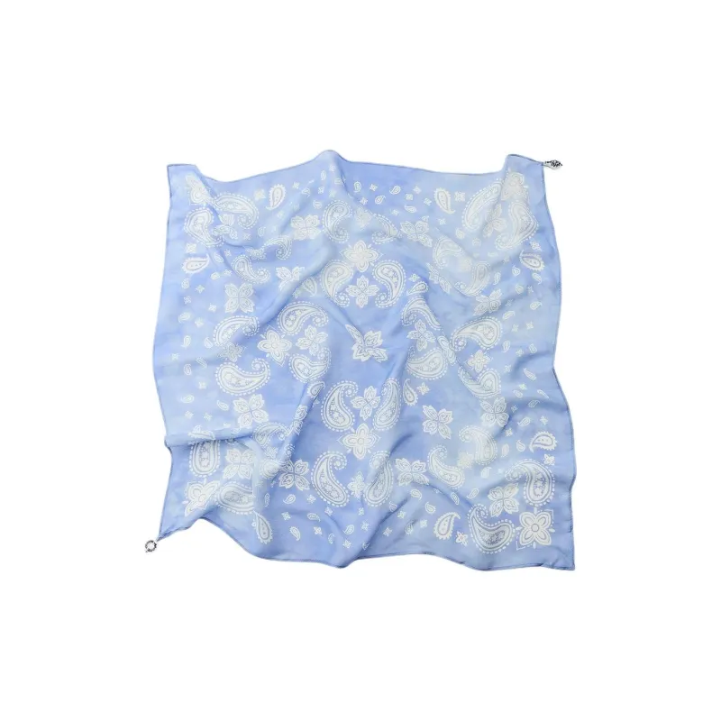 ZARA Modal Silk Scarves Women's Blue-0