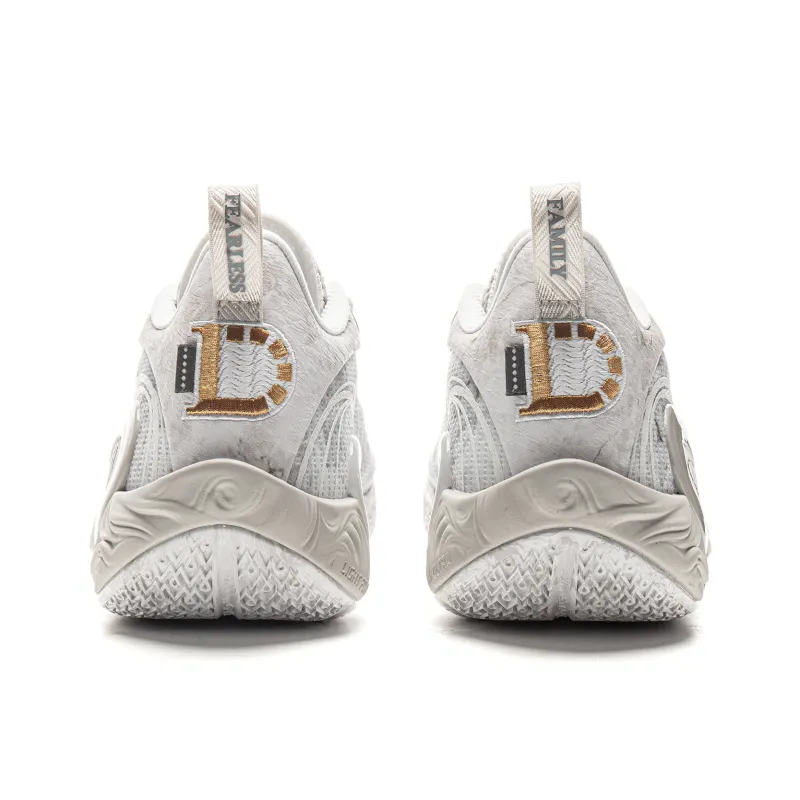 LiNing DLO1 Cushioning, Slip Resistant, Abrasion Resistant, Rebound Grip Low Top Basketball Shoes Men's White Gray-5