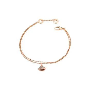 BVLGARI Divas' Dream Series 18K Rose Gold Rhinestone Embellished Bracelets Women's