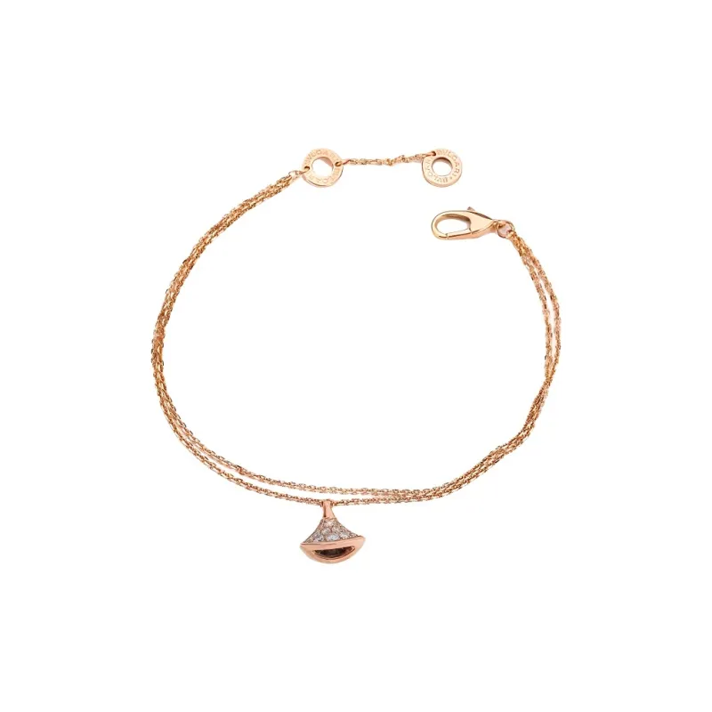 BVLGARI Divas' Dream Series 18K Rose Gold Rhinestone Embellished Bracelets Women's-0