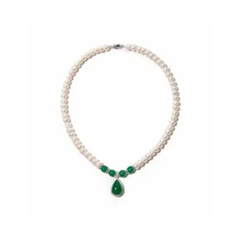 Old Qingyun Silver Building Pearl Necklaces Unisex