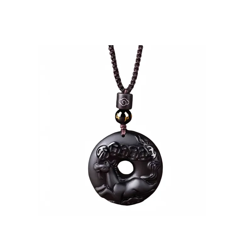 Stone On The Line Obsidian Pendants Unisex-9