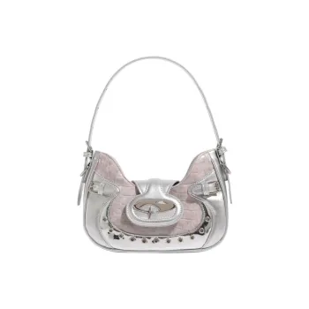 Bullrun Artificial Leather Shoulder Bag, Crossbody Bag Women's Black/Silver