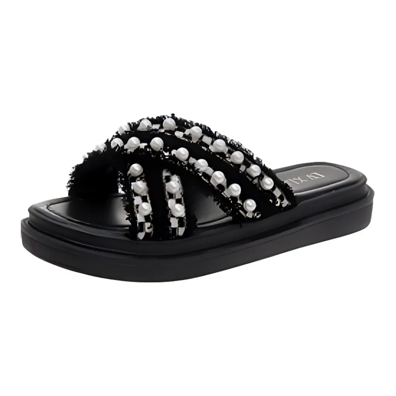 Qiao Anju Home Slippers Ecru, Black-5