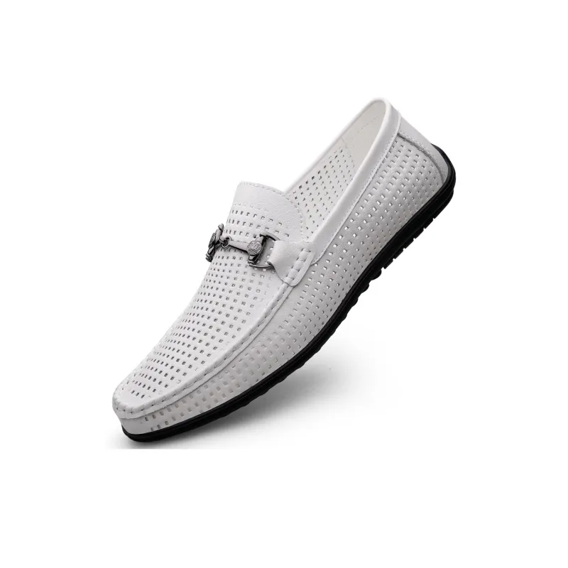 King Jinmai Men's Casual Shoes Men Low Top Black Perforated/White Perforated/Blue Perforated-3