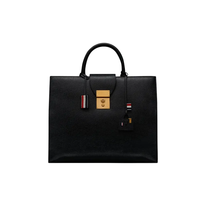 THOM BROWNE· Grain Cow Leather Handbag Women's Black-0