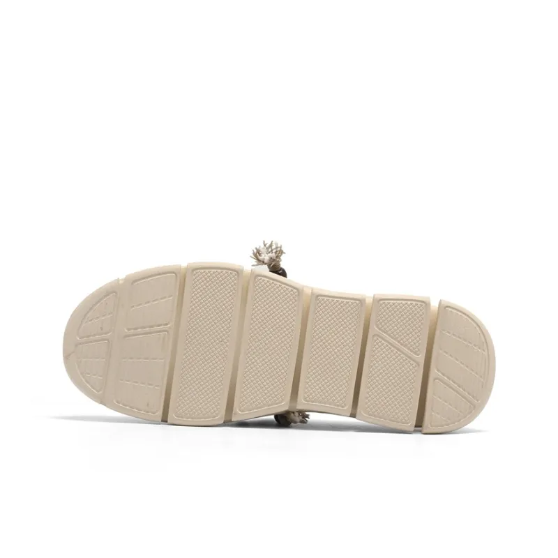 NAVIGARE Leather Patchwork Closed Toe Slippers Women's Beige-5