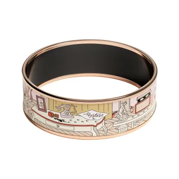 HERMES Enamel Bangles Women's Rose Gold