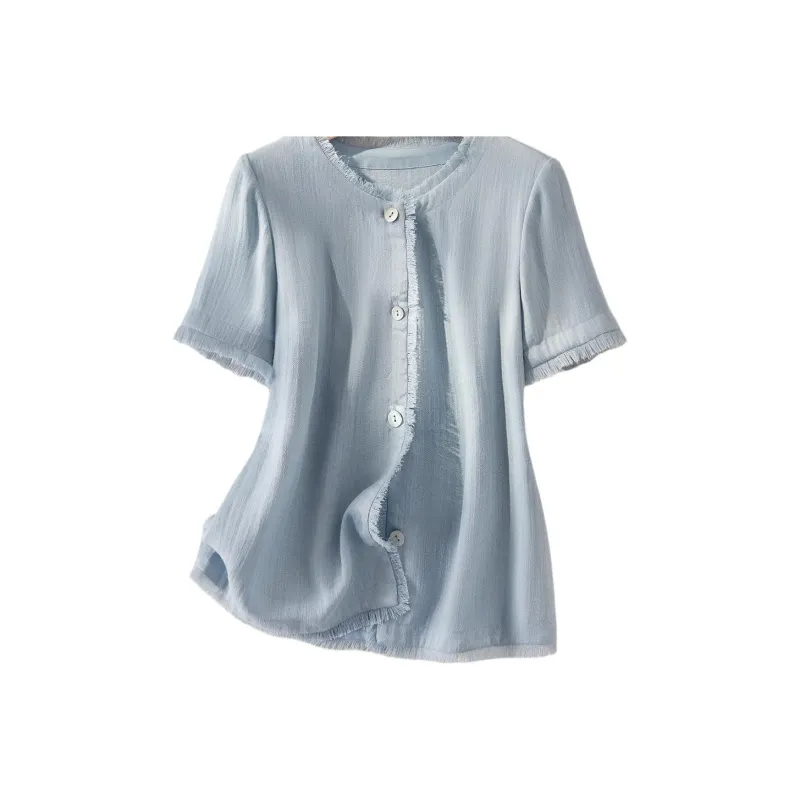 IHIMI Cropped Coats Women's Light Blue-1