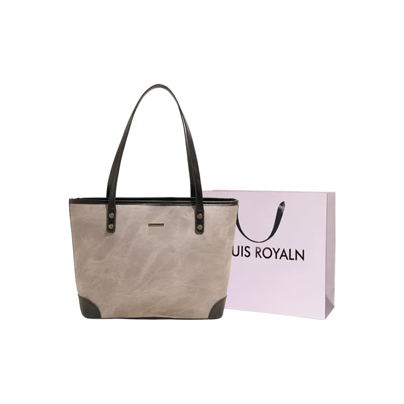 LOUIS ROYALN PU Tote Bag, Shoulder Bag Regular Women's White/Black-0