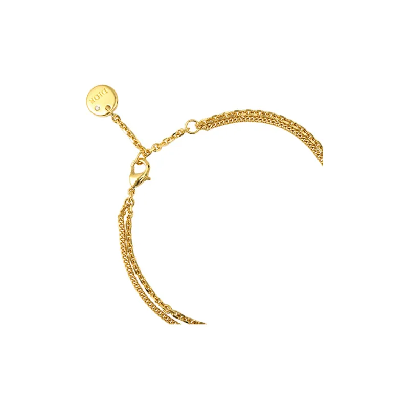DIOR Crystal Metal Bracelets Women's Gold-1