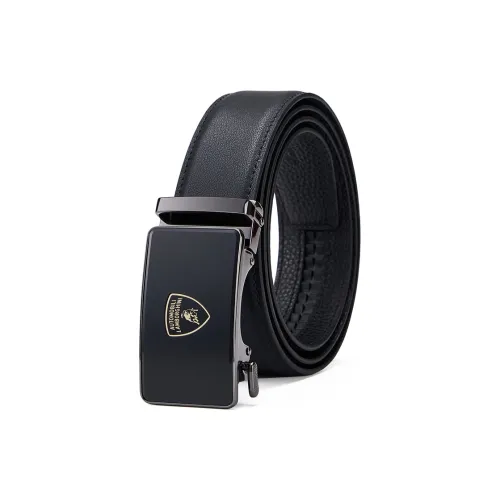 Automobili Lamborghini Cow Leather Belts Men's 3.5cm