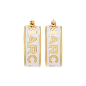 MARC JACOBS The Button Enamel Logo Hoop Earrings